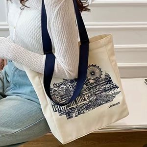 NWOT canvas bag for books / farmers market / everything blue London print